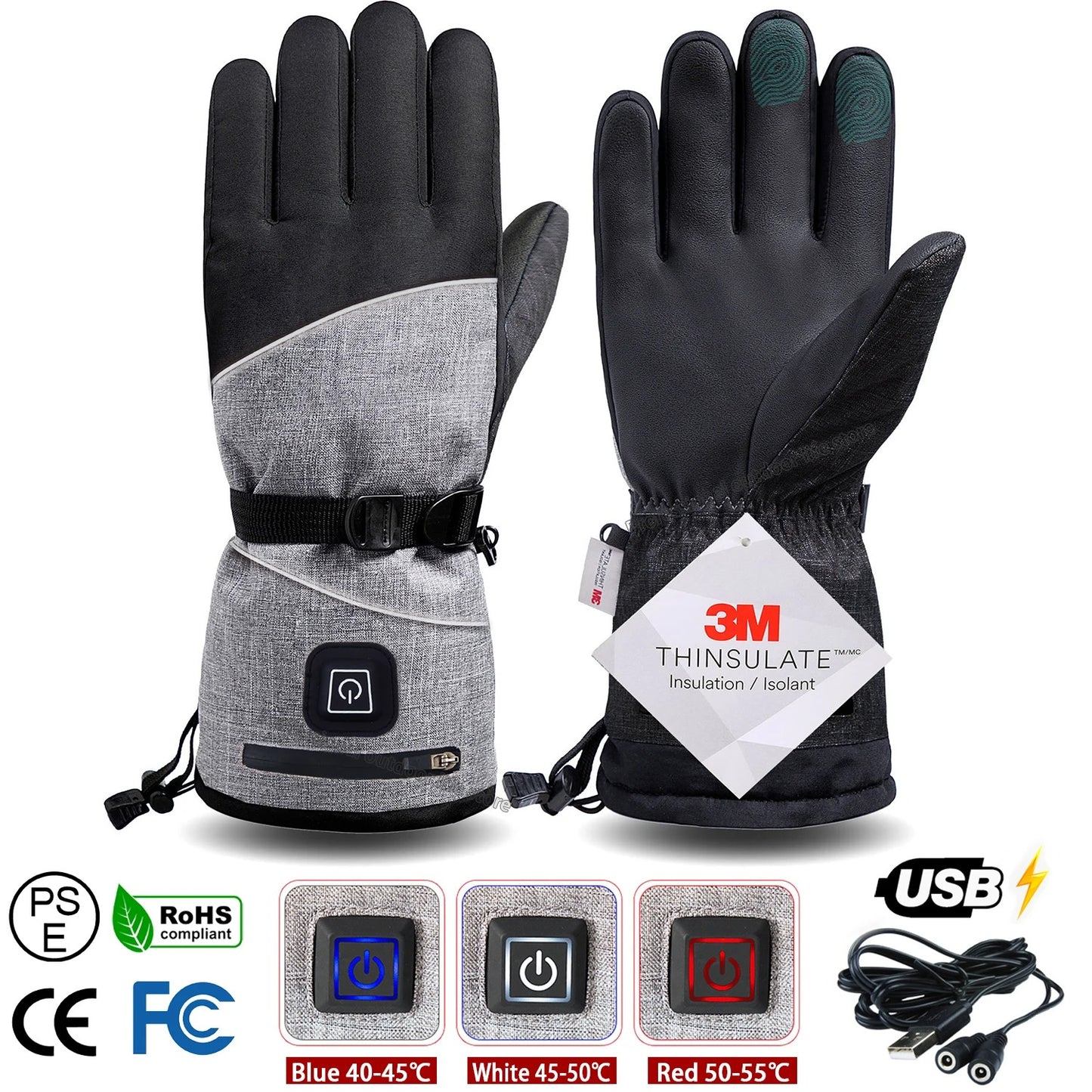 Gants chauffants thermiques électriques en coton